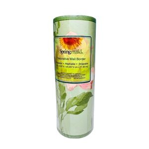 Springmaid Wall Border 15ft x 6.87in Green Antique Rose Floral Prepasted 7051107